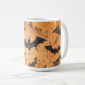 Mug Chauves-souris noires à l'aquarelle orange (Devant droit)