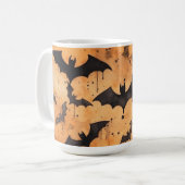 Mug Chauves-souris noires à l'aquarelle orange (Devant gauche)