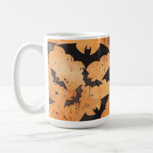 Mug Chauves-souris noires à l'aquarelle orange