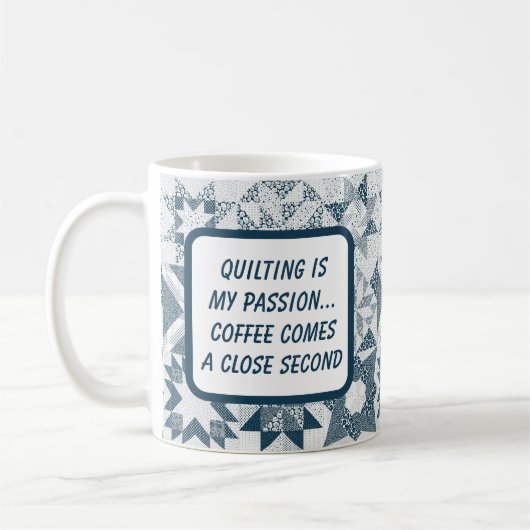 Mug Cheater Traditionnel Patchwork Stars Quilt Blue (Gauche)