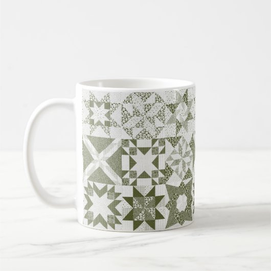 Mug Cheater Traditionnel Patchwork Stars Quilt Green (Gauche)