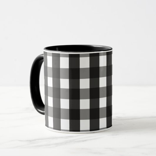 MUG CHECK DE GINGHAM NOIR ET BLANC (Devant gauche)