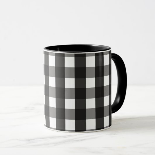 MUG CHECK DE GINGHAM NOIR ET BLANC (Devant droit)