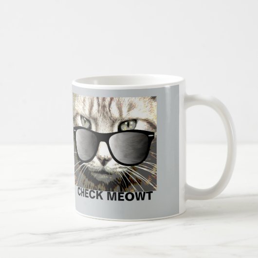 Mug Check Meowt, Cat Coffee Mug, (Droite)