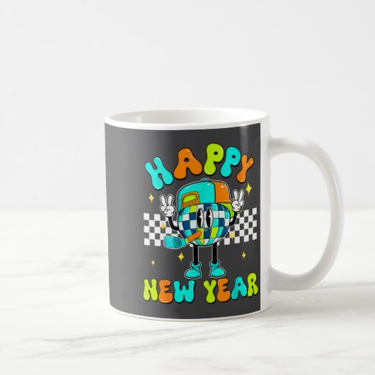 Mug Checkered Happy New Year 2026 Disco Ball New Year  (Droite)