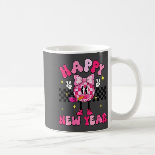 Mug Checkered Happy New Year 2026 Disco Ball New Year  (Droite)
