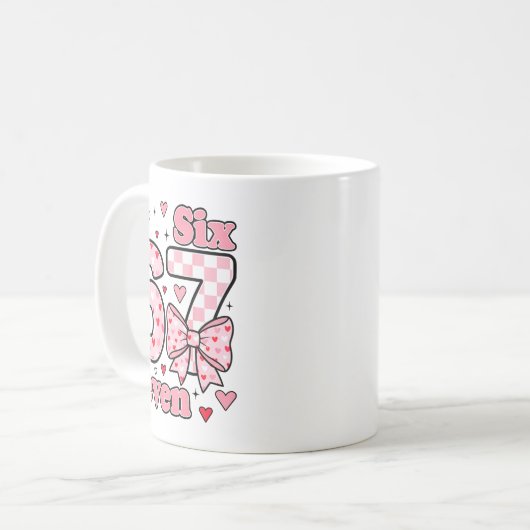 Mug Checkered Valentine Cute Six Seven 6 7 Meme Teens (Devant gauche)