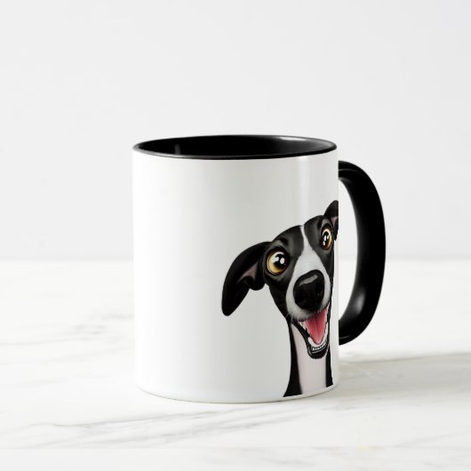 Mug Cheeky Whippet dans un style de dessin animé migno (Devant droit)