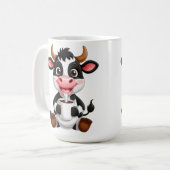Mug Cheerful Cartoon Cow Drinking Milk (Devant gauche)