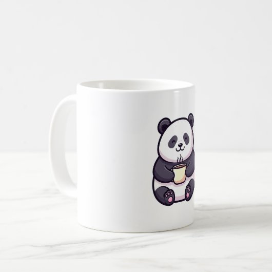 Mug Cheerful Panda with Tea – Cute Whimsical (Devant gauche)