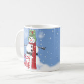 Mug Cheerful Snowman with Hat and Red Scarf Snow Art  (Devant gauche)