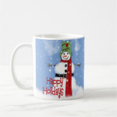 Mug Cheerful Snowman with Hat and Red Scarf Snow Art  (Gauche)