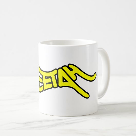 Mug Cheetah Graffiti Style Typography Bold Yellow (Devant droit)