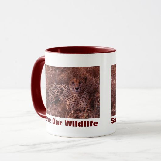 Mug Cheetah Stare Sauvez Notre Faune (Devant gauche)