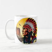 Mug Chef amérindien sur paysage sauvage coucher de sol (Gauche)