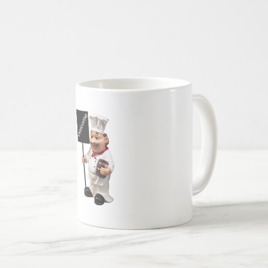 Mug Chef cuisinier - Carte de menu BIENVENUE (Devant droit)