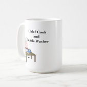Mug Chef de dessin, "Chef cuisinier et lave-bouteilles (Devant gauche)
