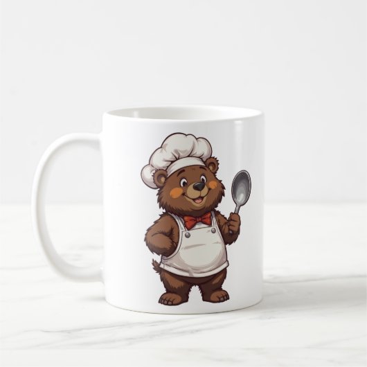 Mug Chef délicieux à l'ours en action (Gauche)