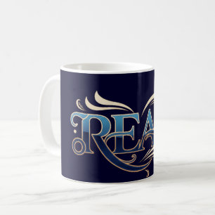 Mug Chef-d'œuvre royal orné bleu et or "LIRE"