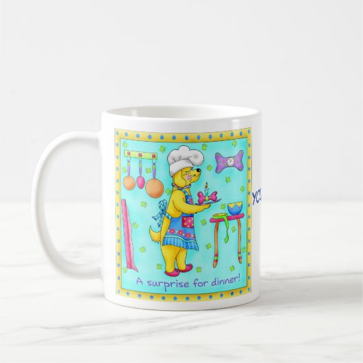 Mug Chef Dog Whimsy Nom de l'art Personnalisé (Gauche)