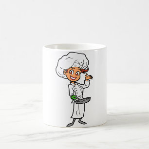 Mug Chef Féminine Avec Un Poêle À Friture