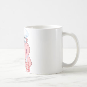 Mug Chef heureux de porc tenant un signe de plateau