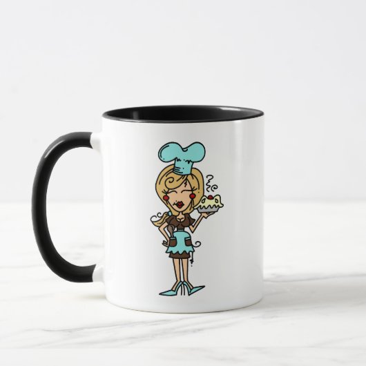 Mug Chef pâtisserie féminine - T-shirts blonds et cade (Gauche)