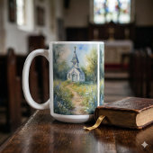 Mug Chemin rustique d'église dans une prairie de fleur