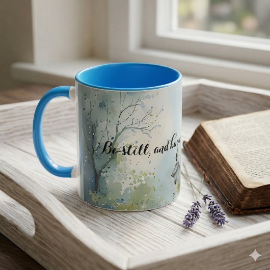 Mug Chemin rustique d'église dans une prairie de fleur