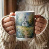 Mug Chemin rustique d'église dans une prairie de fleur