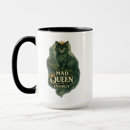 Mug Chemise Cheshire Cat Énergie de Reine Folle (Gauche)