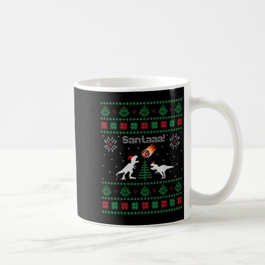 Mug Chemise de Noël laide de dinosaure Santaaa (Droite)