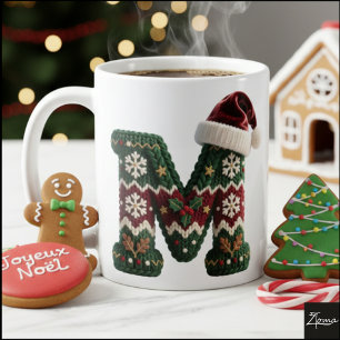 Mug Chemise de Noël tricotée lettre N chapeau de Père