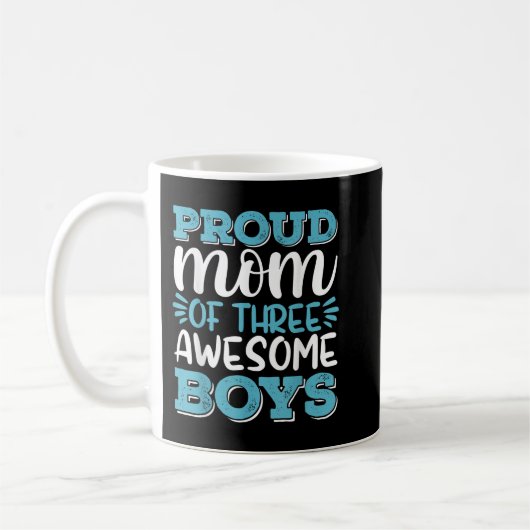 Mug Chemise Maman Garçon Pour Femmes, Maman Fière De 3 (Gauche)
