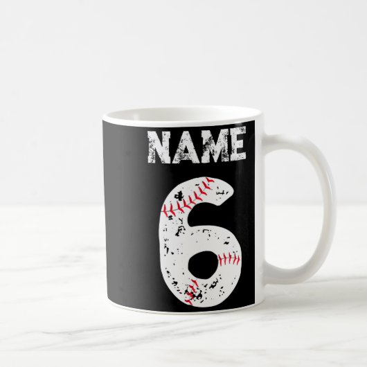 Mug Chemise T Baseball Équipe De Baseball 6 Numérotée (Droite)