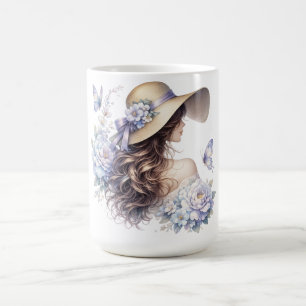 Mug Chemise T-Shirt Fleurie Blue Blossom Lady Vintage