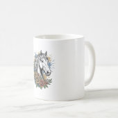 Mug Chemise vectorielle de conception de cheval floral (Devant droit)