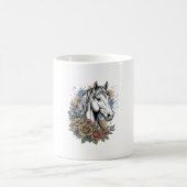 Mug Chemise vectorielle de conception de cheval floral (Centre)