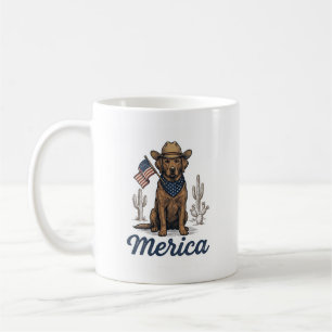 Mug Chemise Vintage Merica Cowboy Chien Drapeau Améric