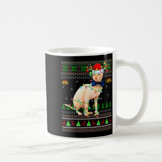 Mug Chemises de Noël Ugly Sphynx Cat Fête Santa C (Droite)