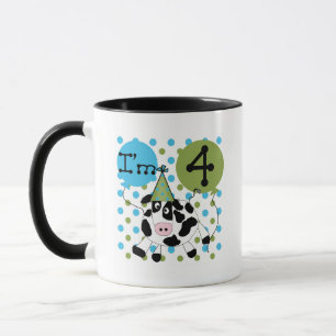 Mug Chemises et cadeaux Blue Cow 4th Birthday