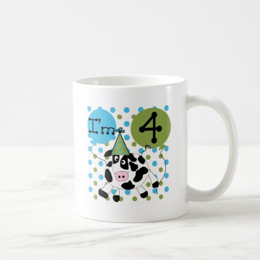 Mug Chemises et cadeaux Blue Cow 4th Birthday (Droite)