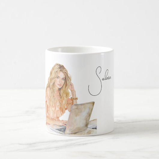 Mug Chemisier blond pêche Ordinateur (Centre)