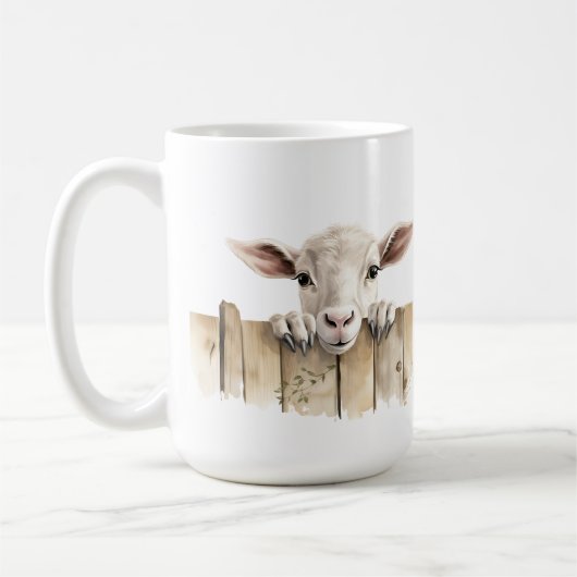 MUG CHÈQUE BLANCHE ADORABLE SURPLOMBANT LA FENÊTRE (Gauche)