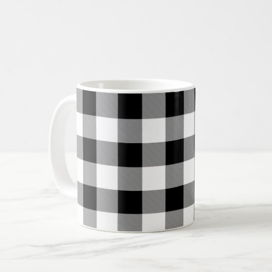 Mug Chèque de bison noir et blanc (Devant gauche)