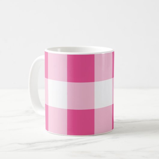 Mug Chèque de buffle blanc rose (Devant gauche)