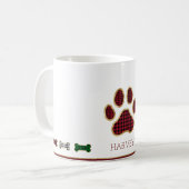 Mug Chèque de Noël Empreinte de patte d'os de chien Bu (Devant gauche)