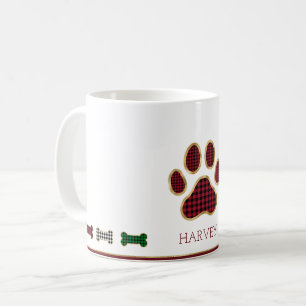 Mug Chèque de Noël Empreinte de patte d'os de chien Bu