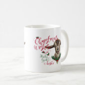 Mug CHÈQUE | Souhaits de Noël Bébé Chèvre Baisers Basc (Devant droit)