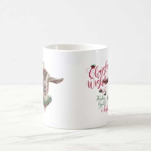 Mug CHÈQUE | Souhaits de Noël Bébé Chèvre Baisers Basc (Centre)